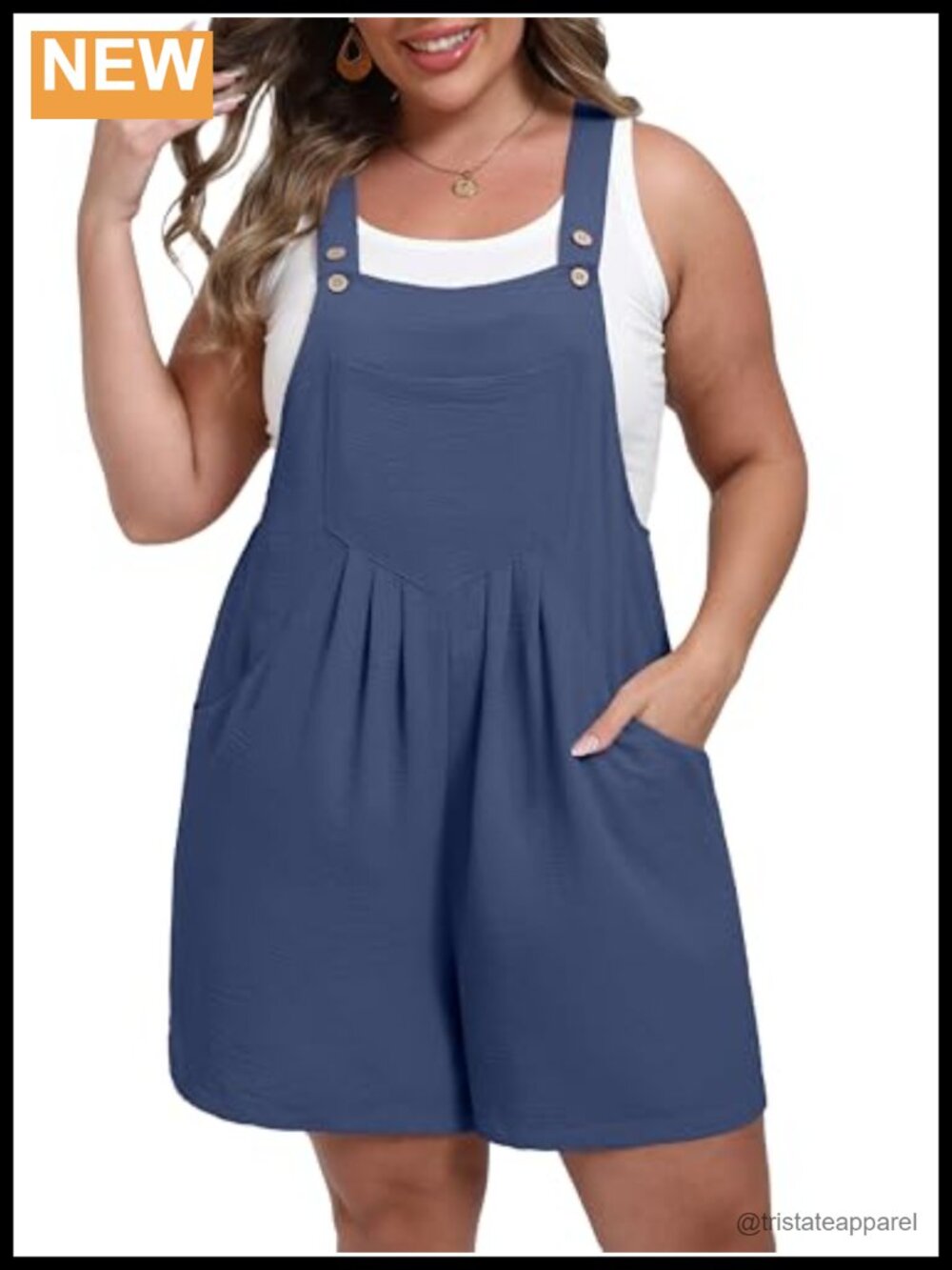 Plus Size Romper Adjustable Straps Wide Leg Jumpsuit with Pockets
